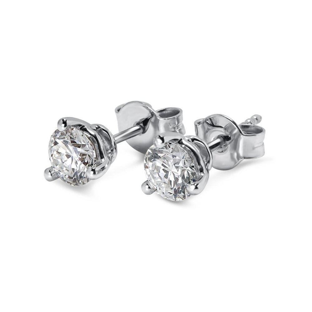 1/3x2 (.6 CTW)Screw  Diamond Studs 14k White Gold Lab Grown Eco Friendly (D E, V